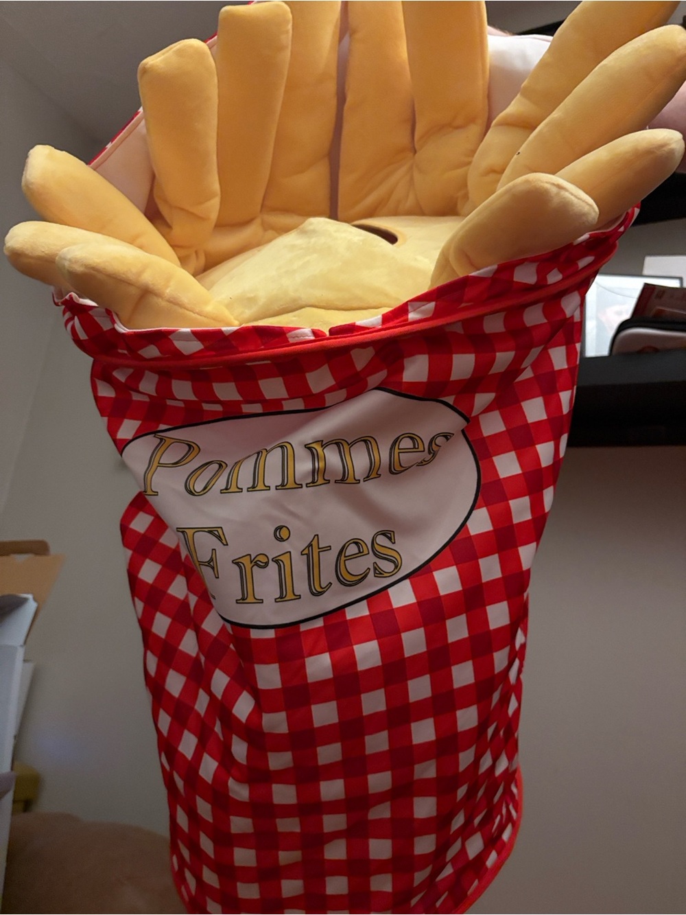 Pommes Frites Plush French Fry Costume with ketchup bag